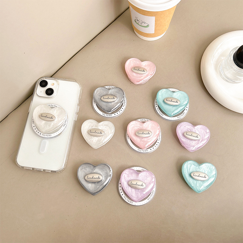 Pop Socket Grip - Koreaanse INS Bling Shell Patroon Liefdeshart