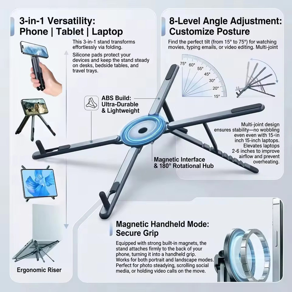 Selfie Stick Tripod - Draagbare magnetische telefoonhouder & selfie stick